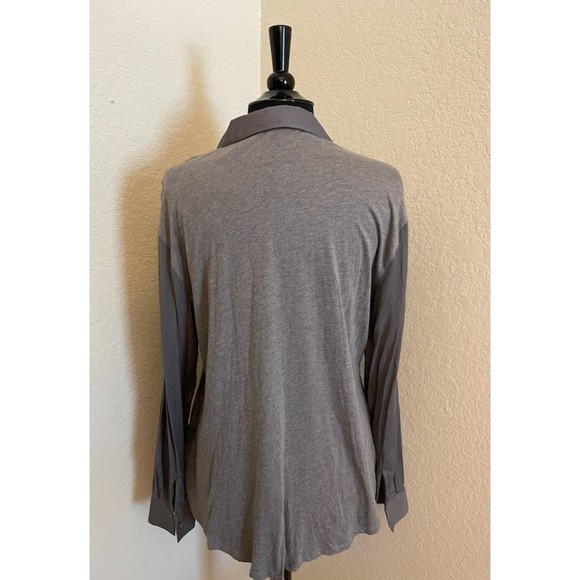 LOFT Mixed Media Long Sleeve Gray Shirt - Sz L - Picture 2 of 7